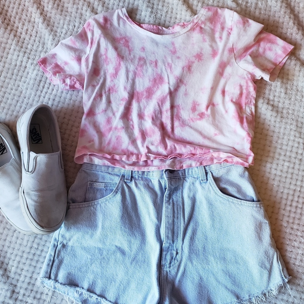 PINK tie dye pink crop top